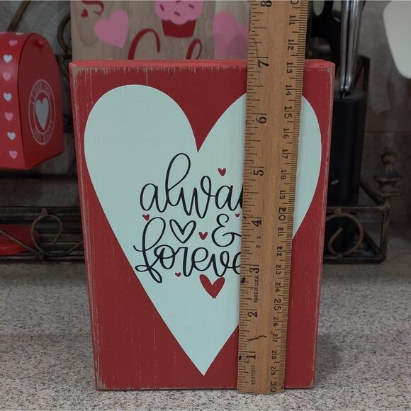 Always and Forever Red Wooden‎ Valentine's Day Heart Love Wall Tabletop Decor - Picture 7 of 9